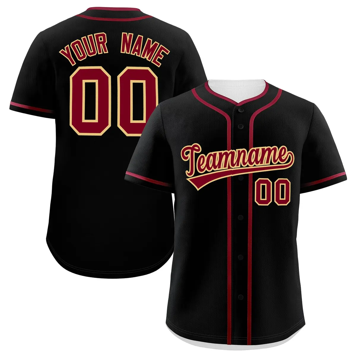 Classic Authentic Black Crimson Baseball Jersey