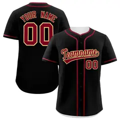 Classic Authentic Black Crimson Baseball Jersey