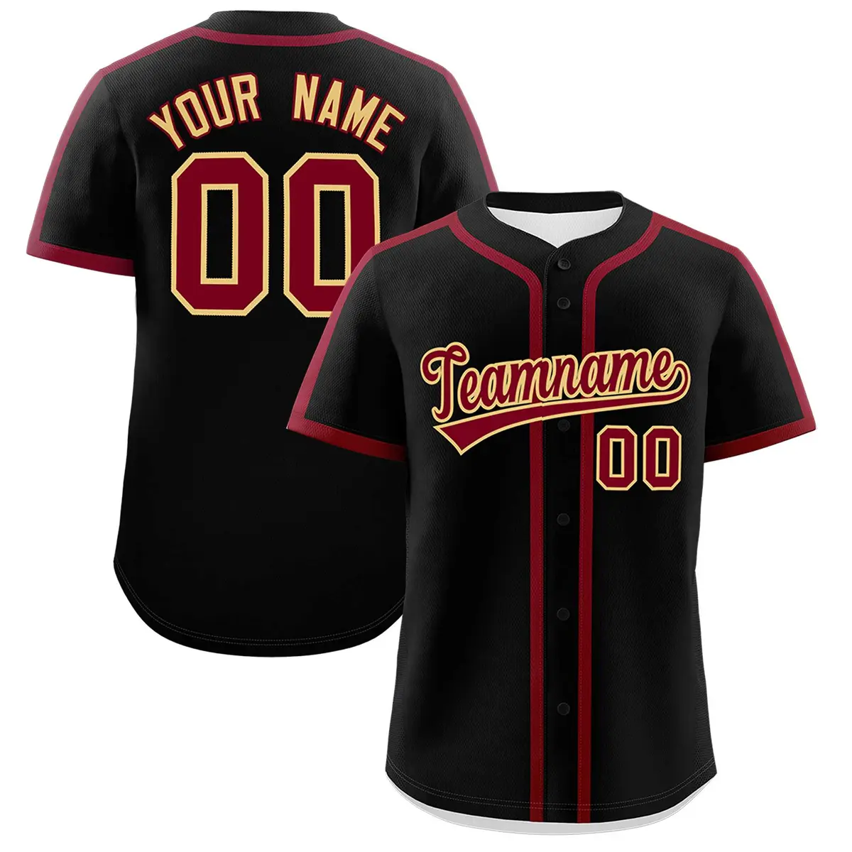 Classic Authentic Black Crimson Baseball Jersey