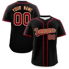 Classic Authentic Black Crimson Baseball Jersey 1