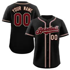 Classic Authentic Black Crimson-Cream Baseball Jersey