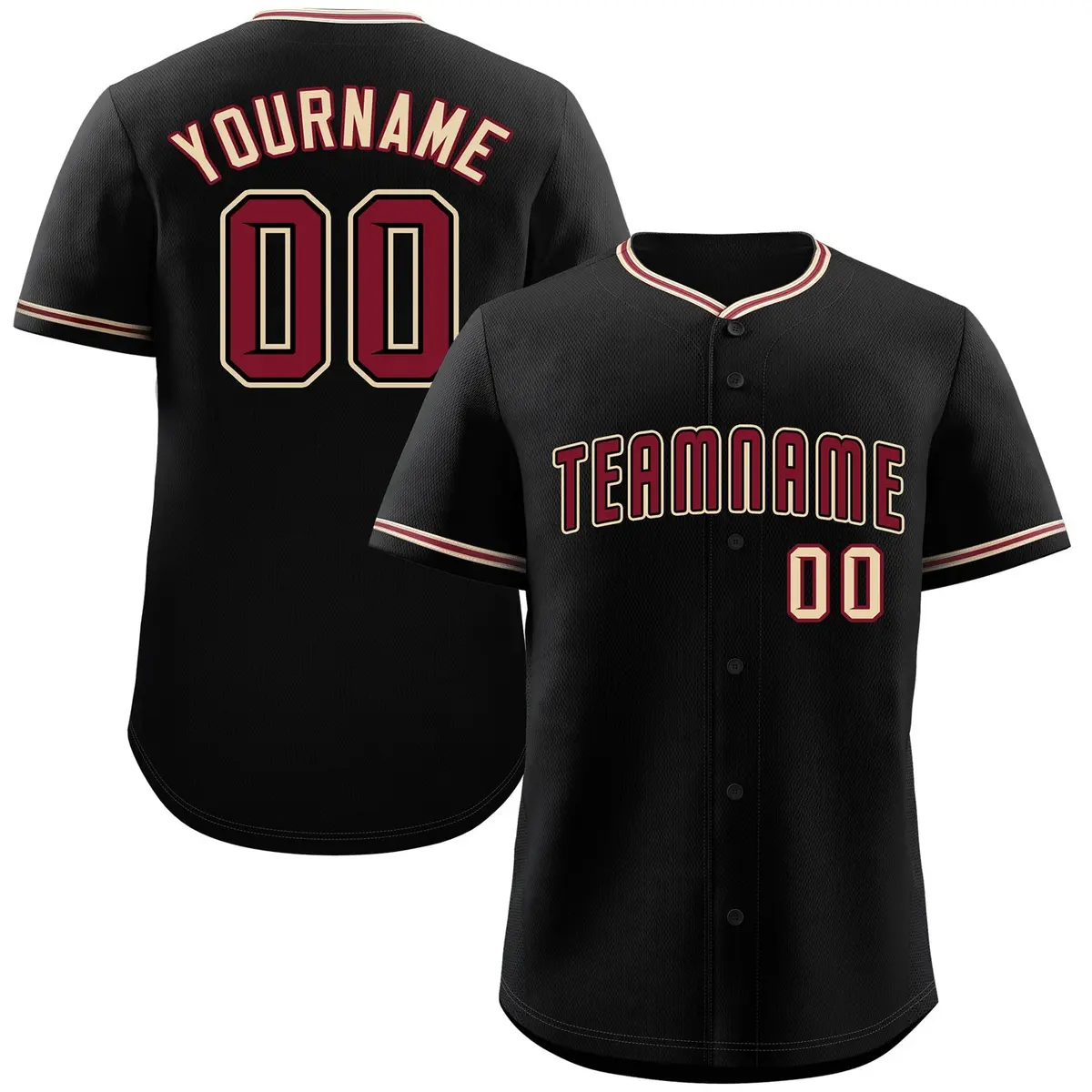 Classic Authentic Black Crimson-Cream Baseball Jersey