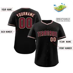 Classic Authentic Black Crimson-Cream Baseball Jersey 2