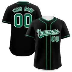 Classic Authentic Black Kelly Green Baseball Jersey