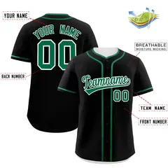 Classic Authentic Black Kelly Green Baseball Jersey 2