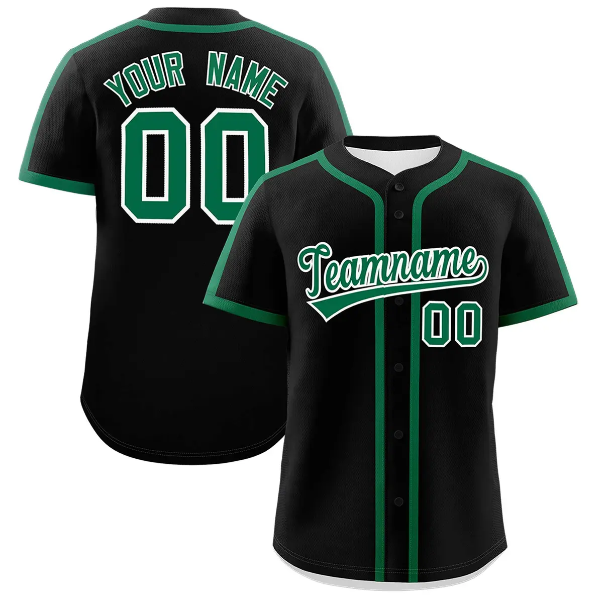 Classic Authentic Black Kelly Green Baseball Jersey