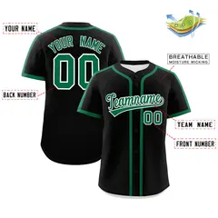 Classic Authentic Black Kelly Green Baseball Jersey 2