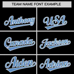 Classic Authentic Black Light Blue Baseball Jersey 3