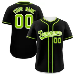 Classic Authentic Black Neon Green Baseball Jersey