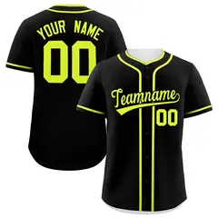 Classic Authentic Black Neon Green Baseball Jersey 1