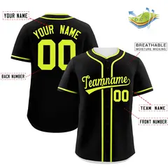 Classic Authentic Black Neon Green Baseball Jersey 2