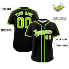 Classic Authentic Black Neon Green Baseball Jersey 2