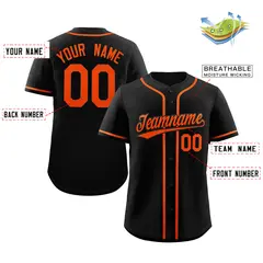 Classic Authentic Black Orange Baseball Jersey 2