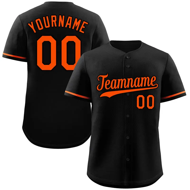 Classic Authentic Black Orange Baseball Jersey
