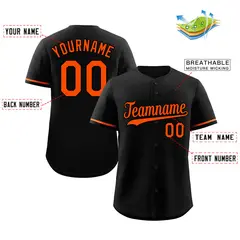 Classic Authentic Black Orange Baseball Jersey 2
