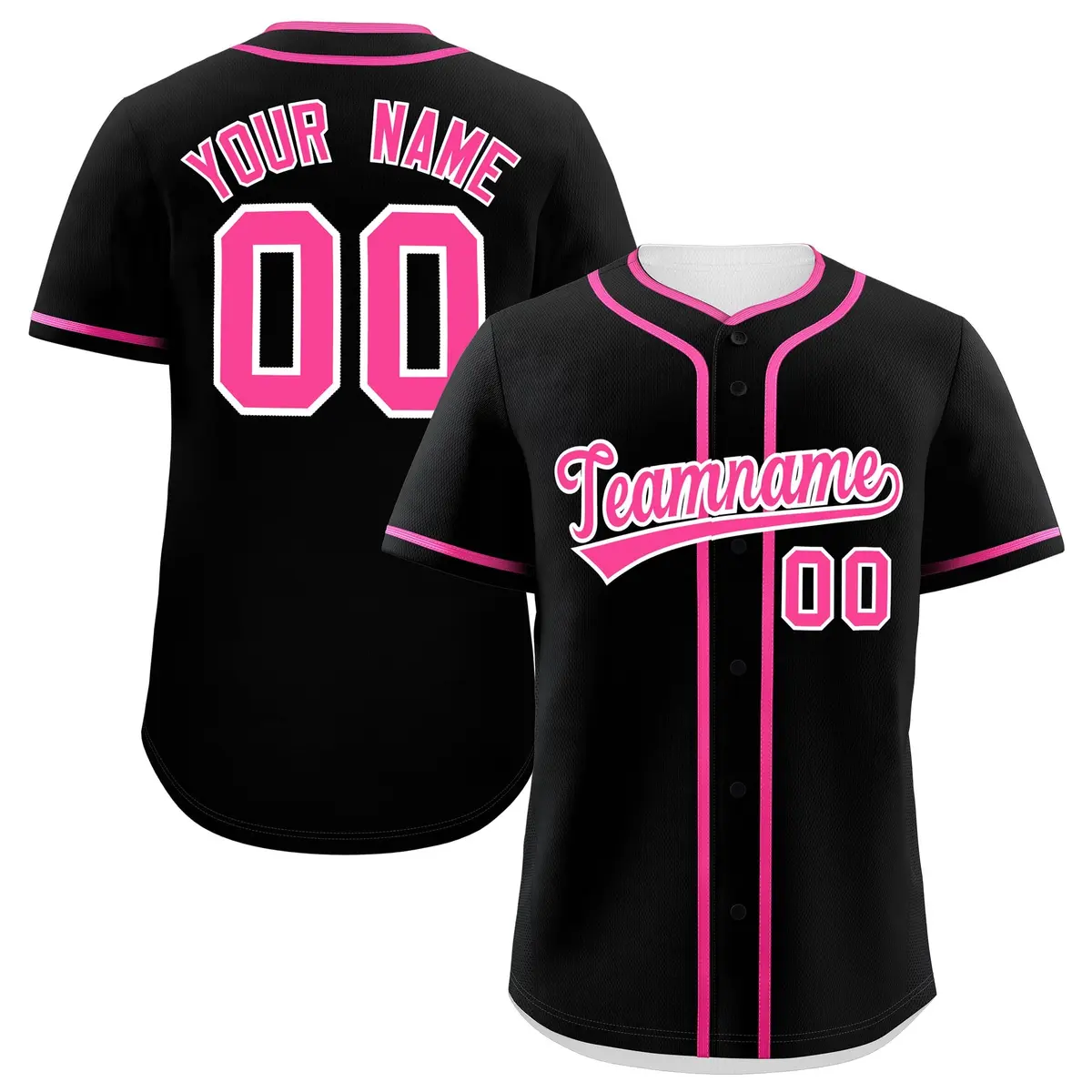 Classic Authentic Black Pink Baseball Jersey