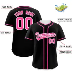 Classic Authentic Black Pink Baseball Jersey 2