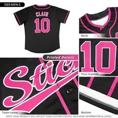 Classic Authentic Black Pink Baseball Jersey 5