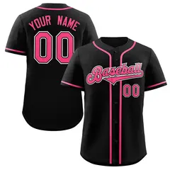Classic Authentic Black Pink-Gray Baseball Jersey