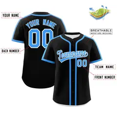 Classic Authentic Black Powder Blue Baseball Jersey 2