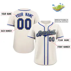 Classic Authentic Cream Royal-Gold Baseball Jersey 2