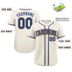 Classic Authentic Cream Royal-Gold Baseball Jersey 2