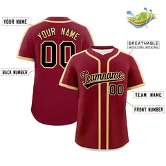 Classic Authentic Crimson Khaki Baseball Jersey 2