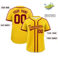 Classic Authentic Gold Crimson Baseball Jersey 2