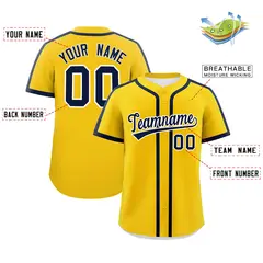 Classic Authentic Gold Navy Baseball Jersey 2