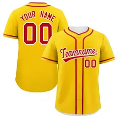 Classic Authentic Gold Red Baseball Jersey 1
