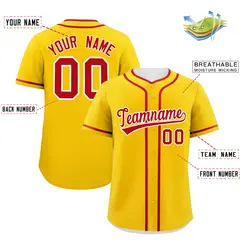 Classic Authentic Gold Red Baseball Jersey 2