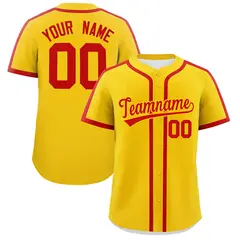 Classic Authentic Gold Red Baseball Jersey 1
