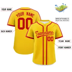 Classic Authentic Gold Red Baseball Jersey 2