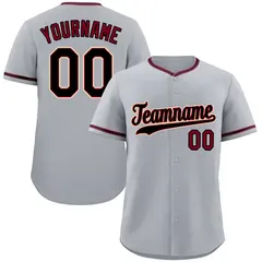 Classic Authentic Gray Black-Cream Baseball Jersey 1