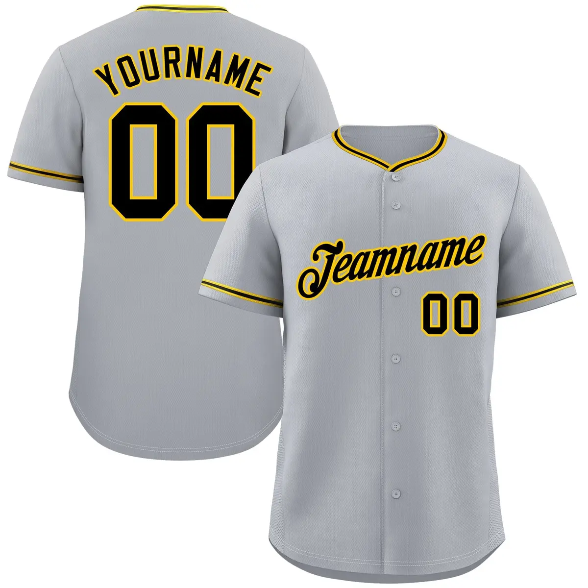 Classic Authentic Gray Black-Gold Baseball Jersey