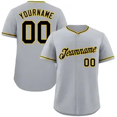 Classic Authentic Gray Black-Gold Baseball Jersey 1