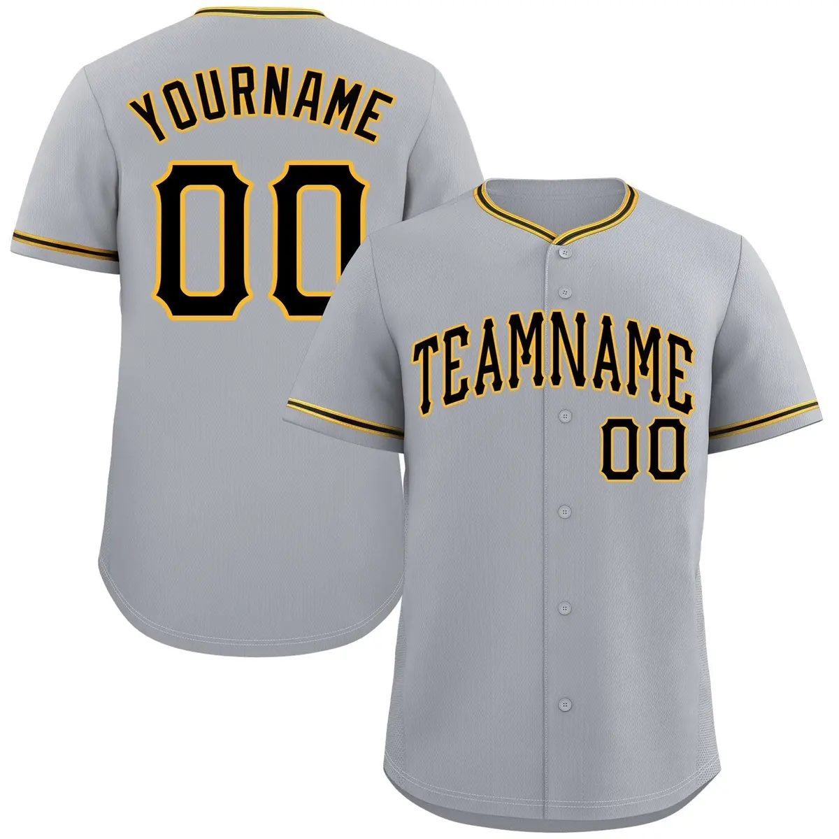 Classic Authentic Gray Black-Gold Baseball Jersey