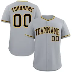 Classic Authentic Gray Black-Gold Baseball Jersey 1