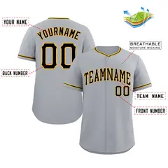 Classic Authentic Gray Black-Gold Baseball Jersey 2