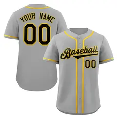 Classic Authentic Gray Black-Gold Baseball Jersey