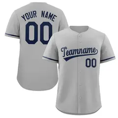 Classic Authentic Gray Navy Solid Baseball Jersey 1