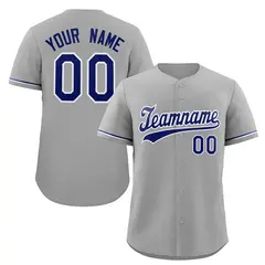 Classic Authentic Gray Navy-White Solid Baseball Jersey 1