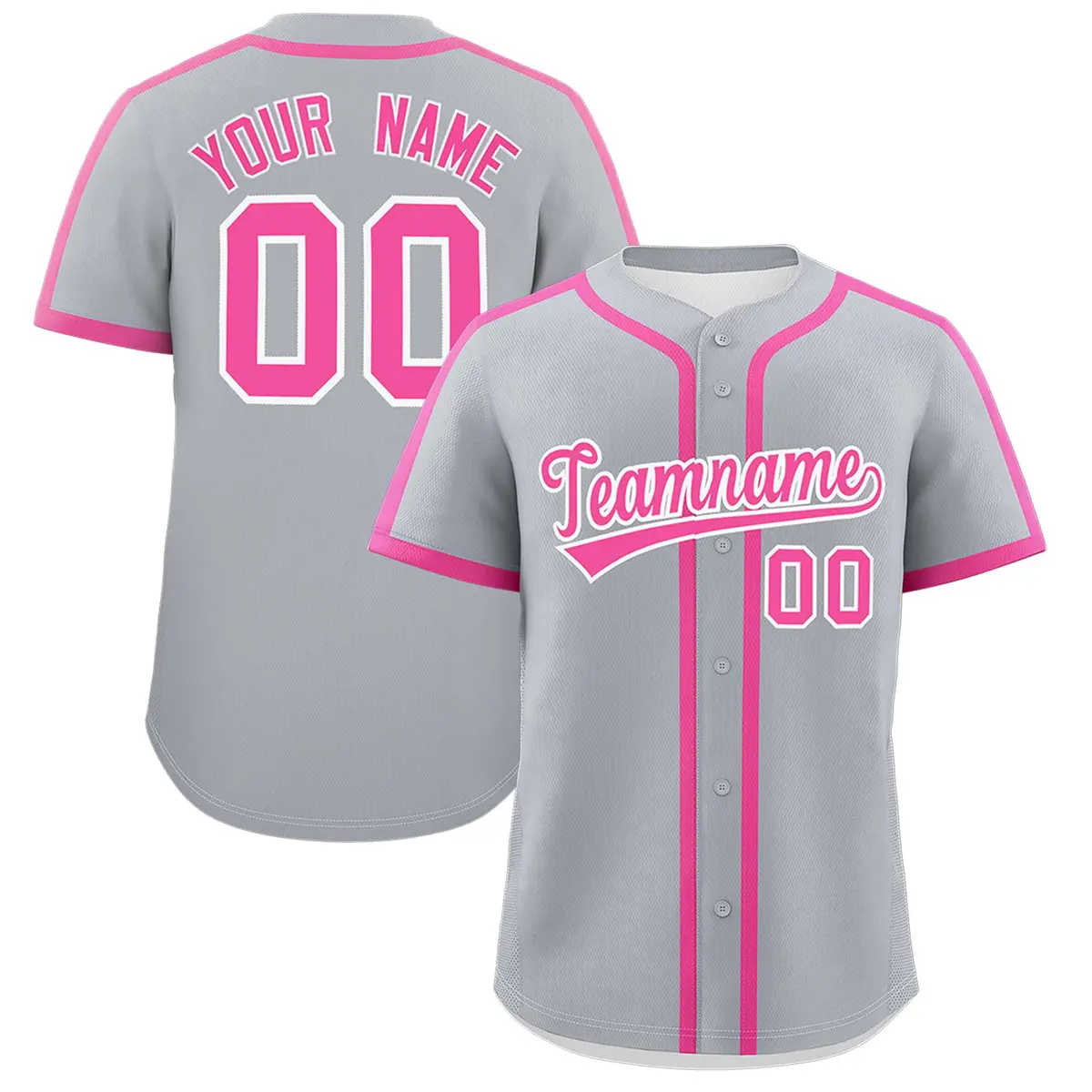 Classic Authentic Gray Pink Baseball Jersey