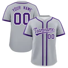 Classic Authentic Gray Purple Baseball Jersey 1