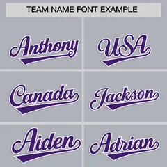 Classic Authentic Gray Purple Baseball Jersey 3