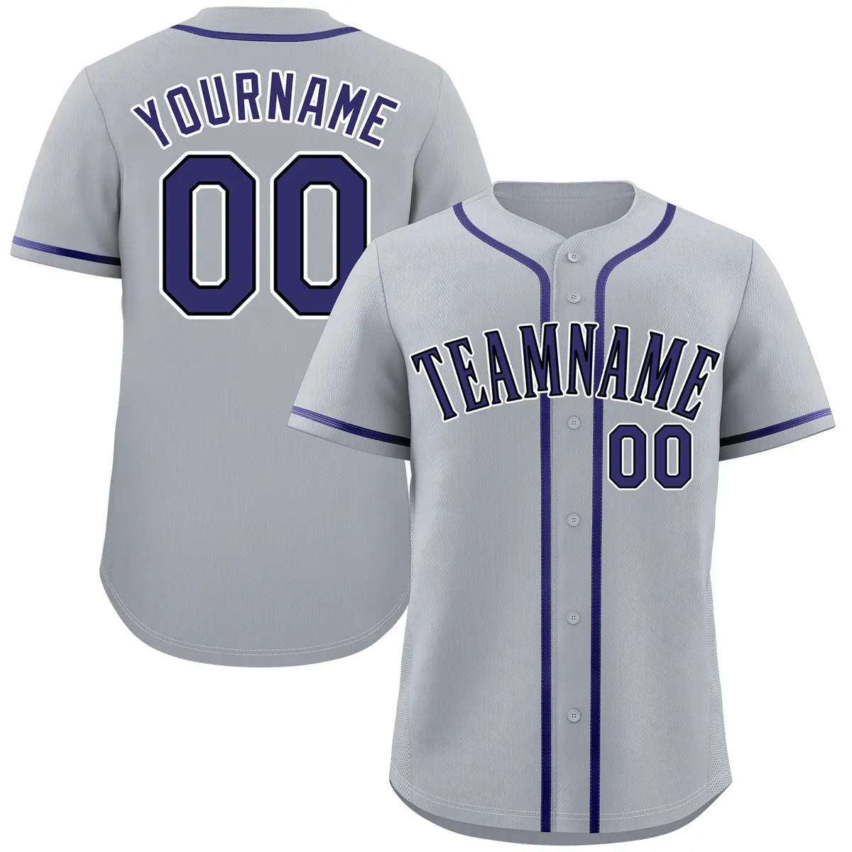 Classic Authentic Gray Purple-Black Baseball Jersey