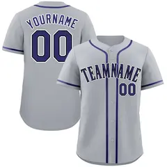 Classic Authentic Gray Purple-Black Baseball Jersey 1