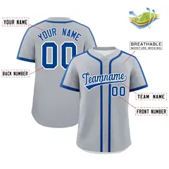 Classic Authentic Gray Royal Baseball Jersey 2