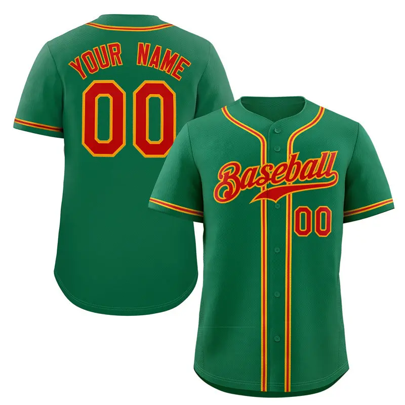 Classic Authentic Green Red-Orange Baseball Jersey