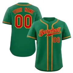 Classic Authentic Green Red-Orange Baseball Jersey
